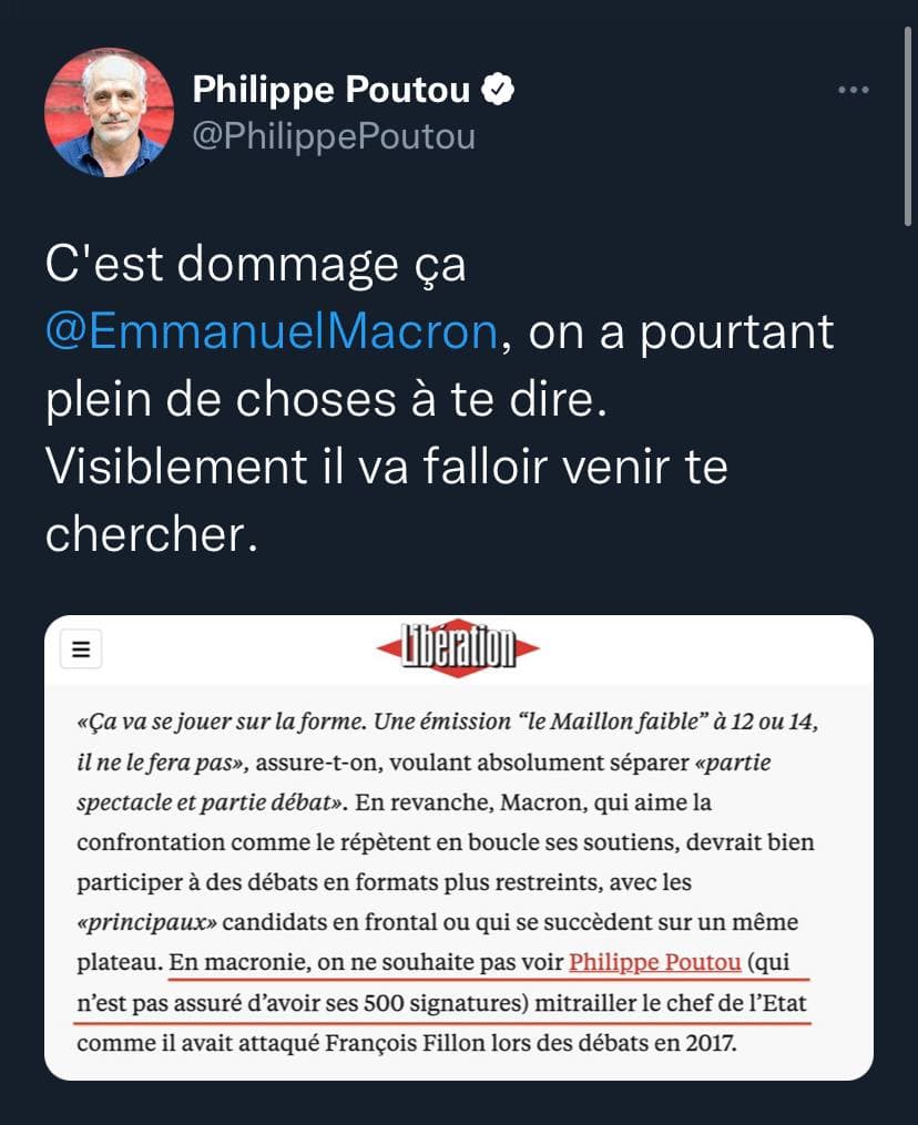 Souhaitez vous voir un débat entre Macron et Poutou ?