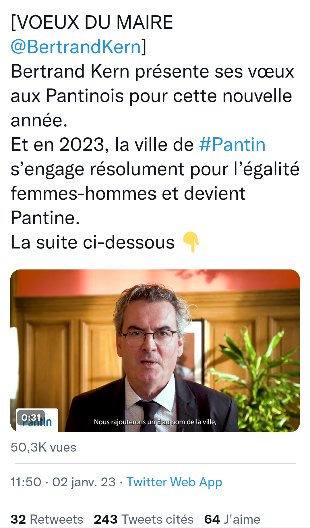 Egalité hommes / femmes : La ville de Pantin renommée en Pantine. Qu'en pensez vous ?