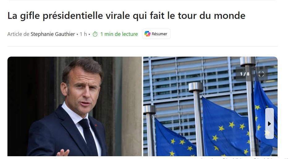 face au president Trump et Poutine pour négocier , cette gifle risque t 'il être un point faible pour le president ?