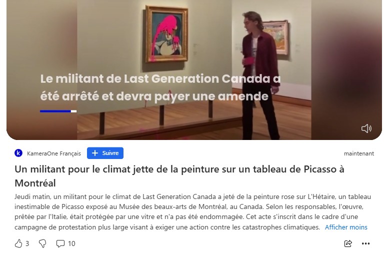 au nom de l'importe quel cause, pour vous est 'il normale de s'attaquer à l'art ?