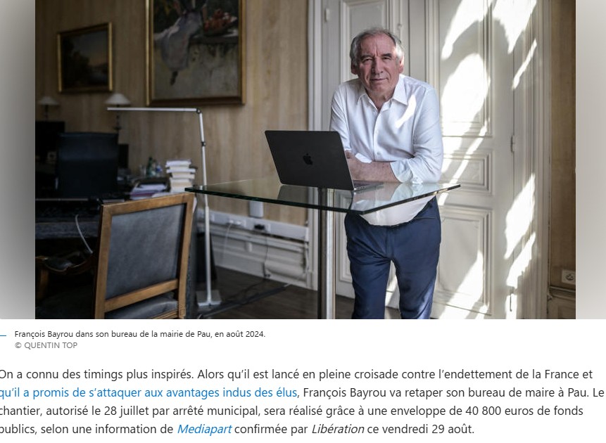dépenser 40 800 euro pour son bureau à Pau au frais du citoyen , montre t'il exemple à suivre ?
