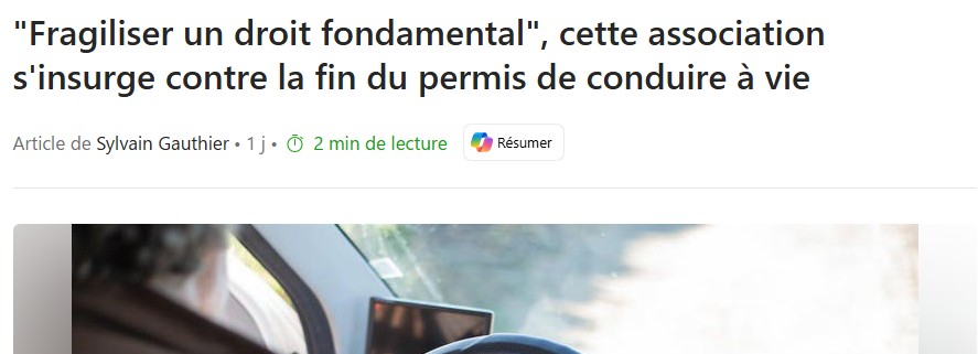 pour vous le permis de conduire doit 'il être à vie ?