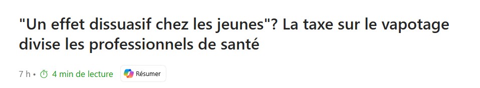 est une taxe sur les produits de vapotages va t'il faire reduire la consommation de ce produit