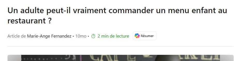 avez vous deje pris un menu enfant en tant que adulte ?