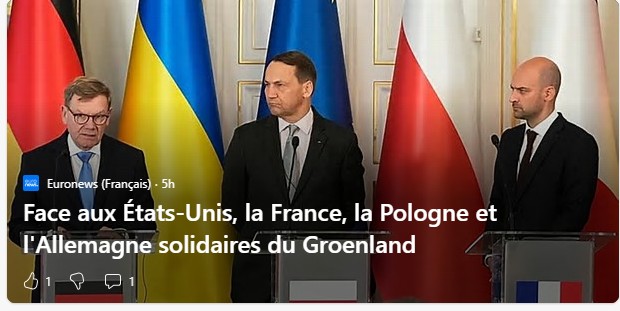 à votre avis la France la Pologne et l'Allemagne sont 'il vraiment à faire la guerre si les usa envahissent le groenland