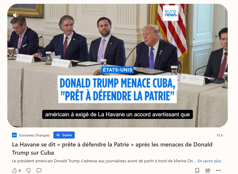 âpres le Venezuela, maintenant des menaces sur le Danemark , l'Iran cuba !! peut 'il aller encore plus loin