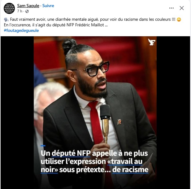 pour vous , dire travail au noir est t'il raciste ?